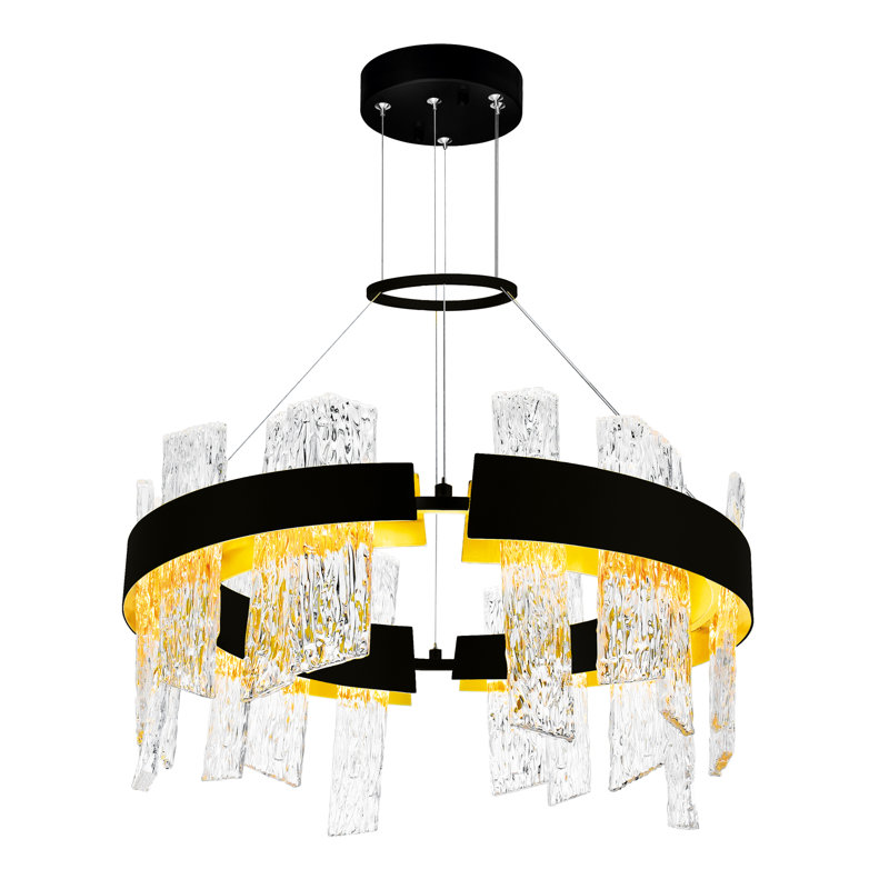 Lustre noir 24 po à DEL, Noir, H 14 po x l 24 po x P 24 po