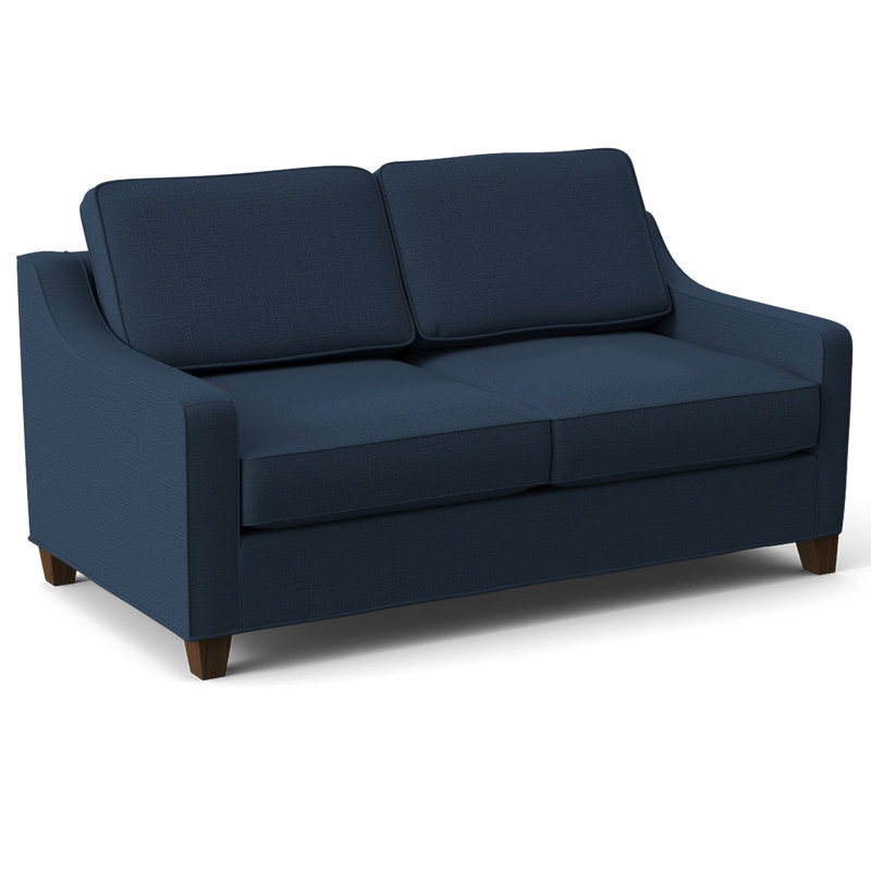 Clark 74" Square Arm Sofa Bed with Reversible Cushions, Archetype Admiral, Innerspring, Montana Walnut