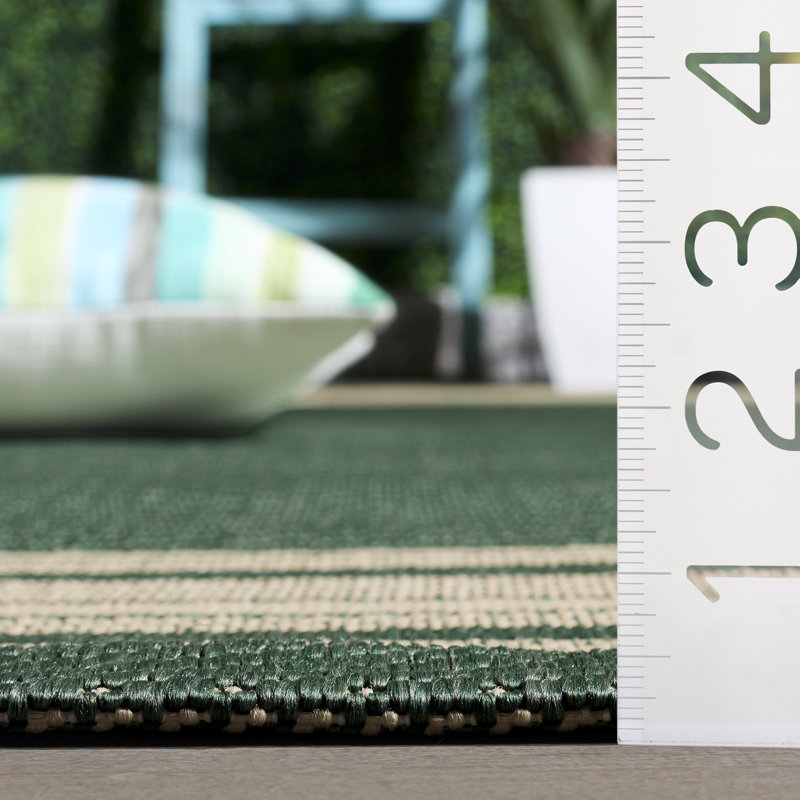 Courtyard Power Loom Polypropylene Plastic; Polyester Striped Indoor / Outdoor Rug, 2'-3" x 8'-0" Runner