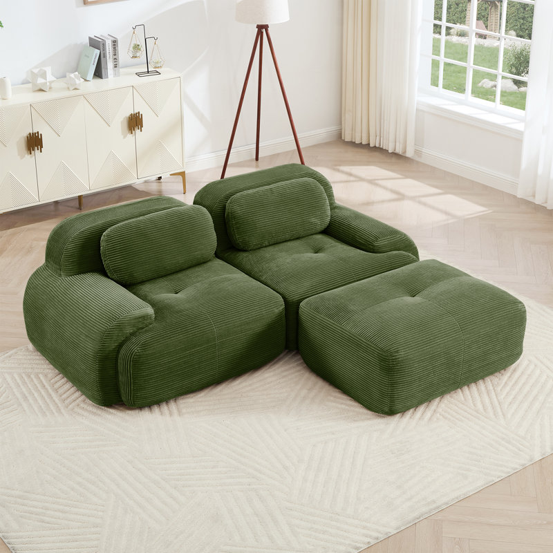 82'' L-Shaped Sofa In Softcorduroy Fabric Fabric Modular Design Multiple Combinations Curved Armrests No Assembly Required High-Resilience Sponge Suitable For Living Rooms Rest Areas Bedroom
