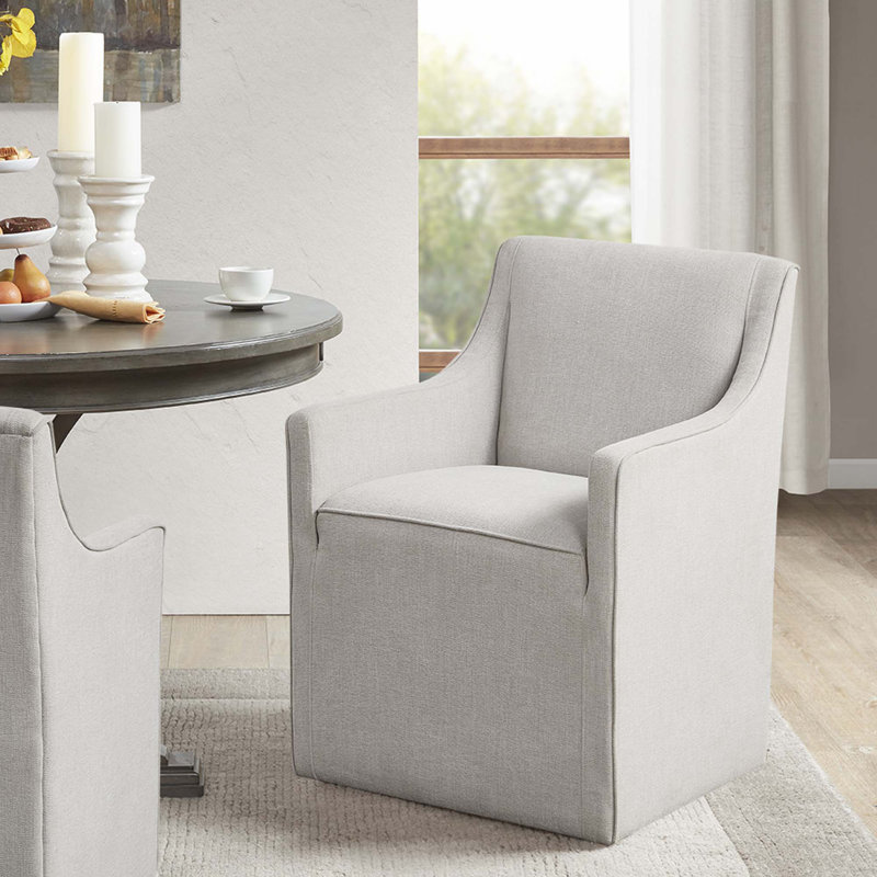 Chaise de salle à manger avec accoudoirs et roulettes