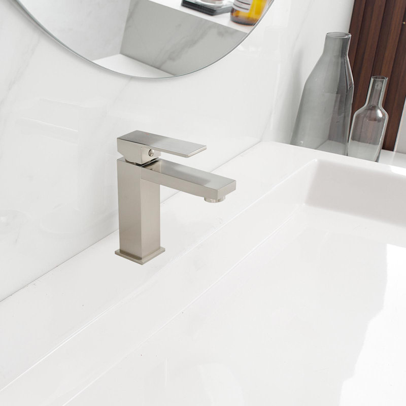 Single Handle Single Hole Low-Arc Bathroom Faucet, Brushed Nickel