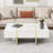 47.2'' x 31.4''Minimalist High Gloss Coffee Table with 2 Drawers, Multi-Storage Rectangle Sofa Table with Wood Grain Legs, Modern Centre Table for Living Room, -1195770149