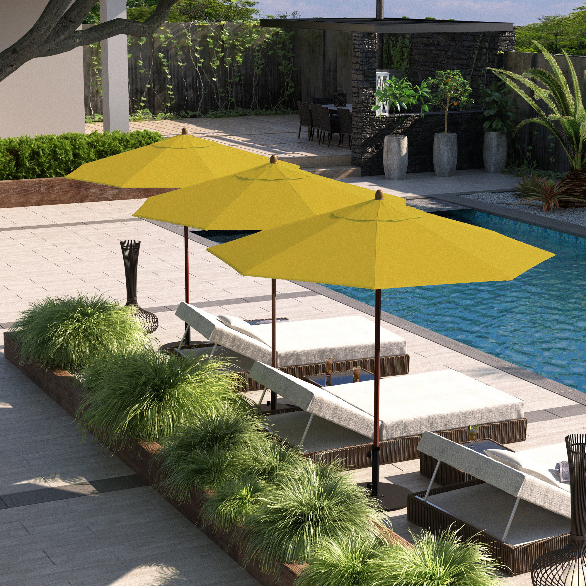 Sanna 104'' Sunbrella® Outdoor Umbrella, Canvas Sunflower Yellow Sunbrella® Canvas