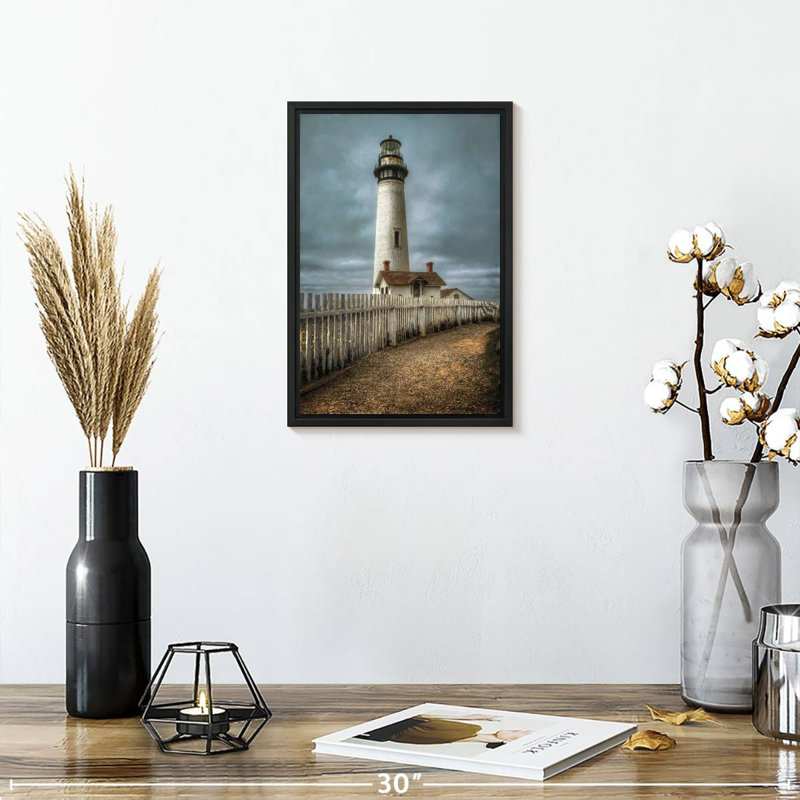 Phare de Pigeon Point, Californie, 9 po x 13 po, Cadre flottant noir