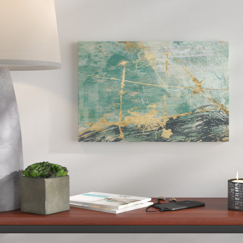Teal Lace III - Wrapped Canvas Print, 20cm H x 30cm W x 3.81cm D
