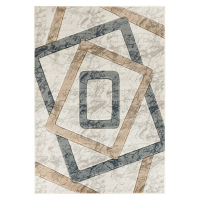 Tapis abstrait blanc / gris / beige Adonia