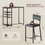 Ensemble de salle à manger compact 3 pièces pour 2 personnes, table moderne aspect bois noir avec étagères de rangement à 4 niveaux, casier à vin et porte-gobelets, chaises rembourrées, gain de place pour les coins de cuisine et d'appartement, noir-594212781