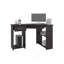 Bureau en coin en forme de L avec deux tablettes latérales peu encombrantes, noir-653391404