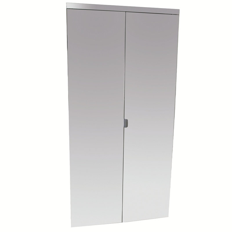 Mirrored Bi-Fold Door with Installation Hardware Kit, 24" x 80", Chrome, Beveled