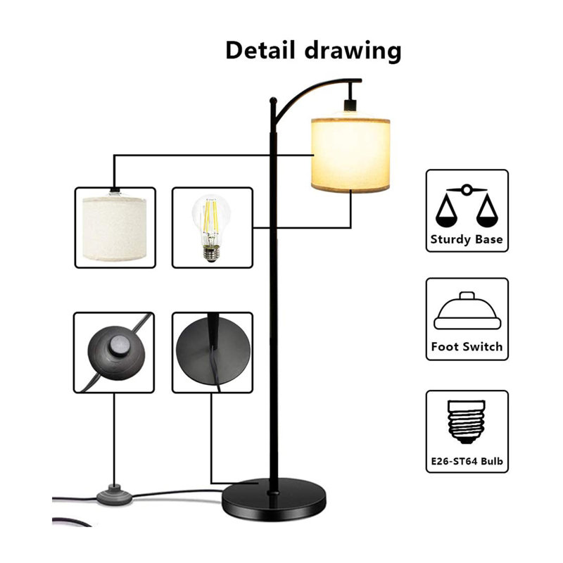 Banord 58.7 Inch LED Standing Floor Lamp w/ 6 Watt 3000K LED Bulb for Any Room