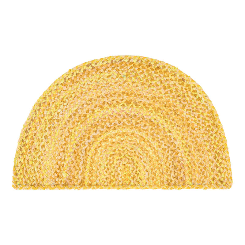 Kahwajian Hand-Braided Cotton Yellow Area Rug, Hearth 2'2" x 3'7"