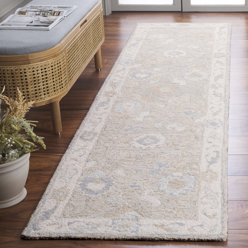 Tapis oriental en laine touffeté à la main Ebony, Tapis de couloir 2 pi 3 po x 9 pi