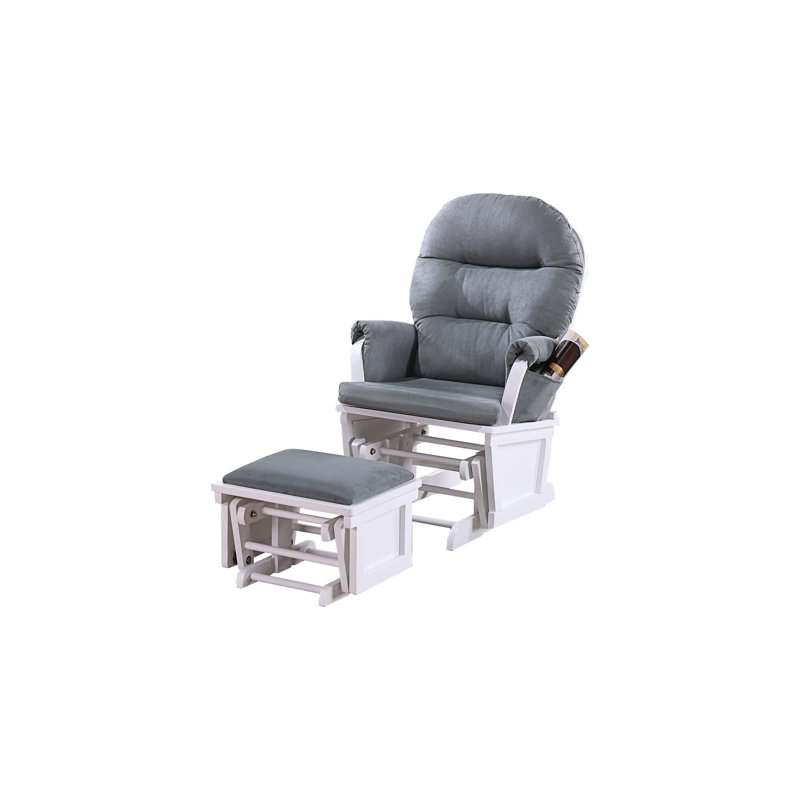 Fauteuil oscillant avec repose-pieds en microfibre gris, Blanc, Gris foncé