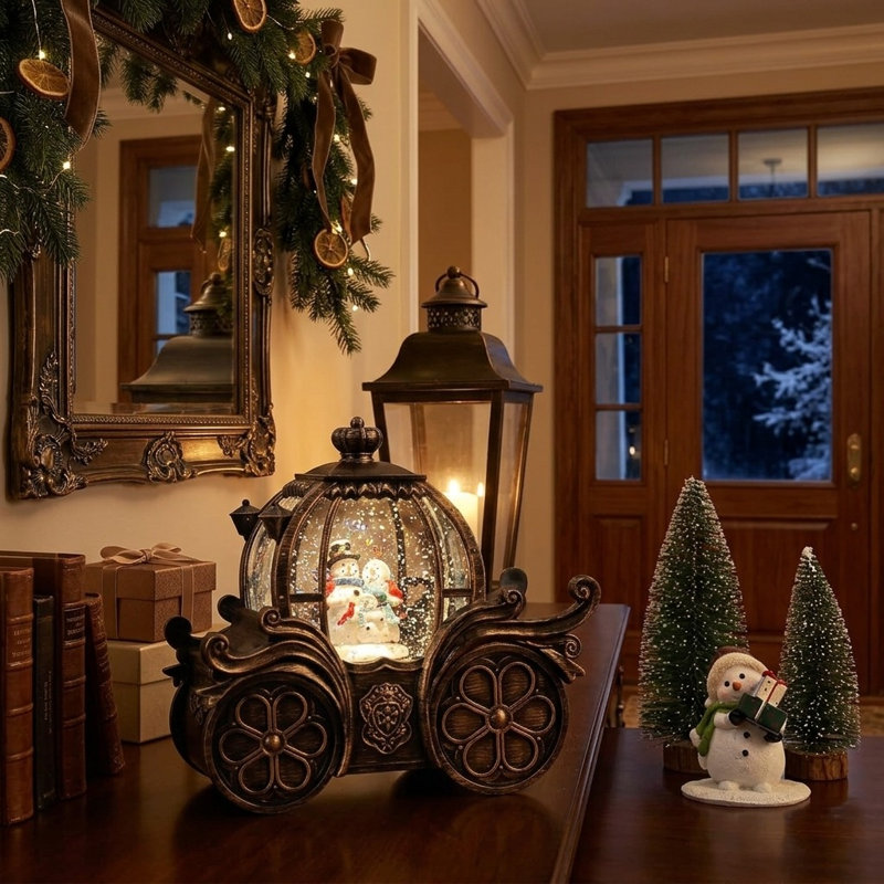 Musical Snowman Train LED Christmas Snow Globe Lantern