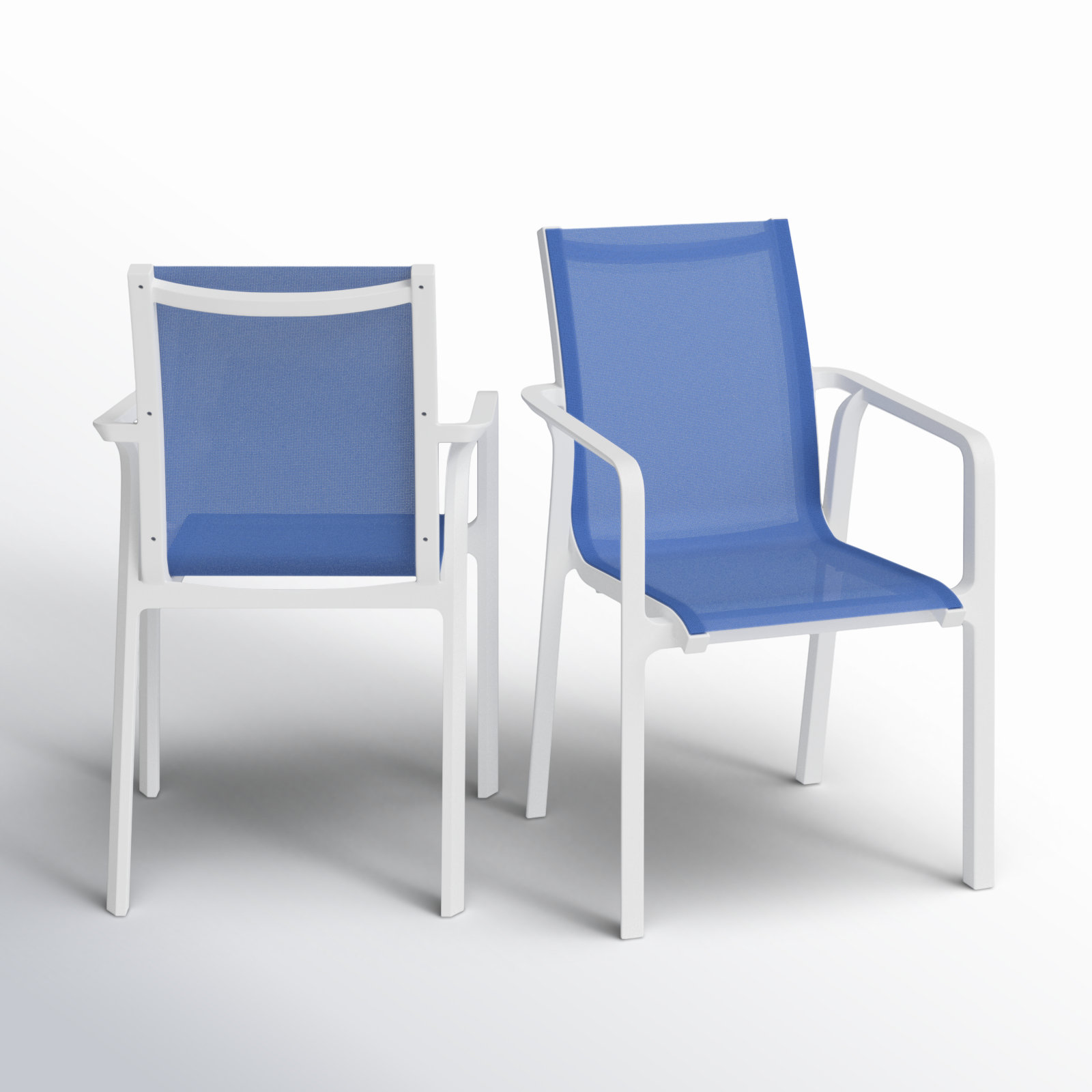 Farrah Stackable Patio Armchair, White/Blue