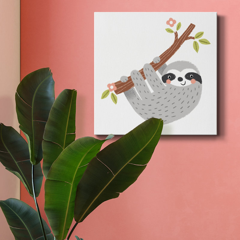 Paresseux gris - impression sur toile tendue, H 10 po x l 10 po x P 1,5 po