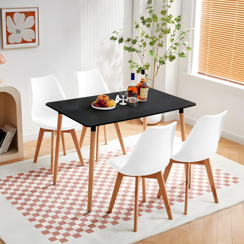 Nero 4 - Person Dining Set, Black, White
