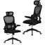 Chaise de bureau ergonomique avec fonction d'inclinaison, extensible et assise en maille confortable pour le bureau à domicile, pivotante et inclinable noire, revêtement respirant réglable.