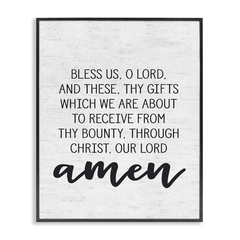 «Bless Us O Lord Before Meal Prayer», impression d'art graphique, Giclée encadrée noir minuit, H 20 po x l 16 po