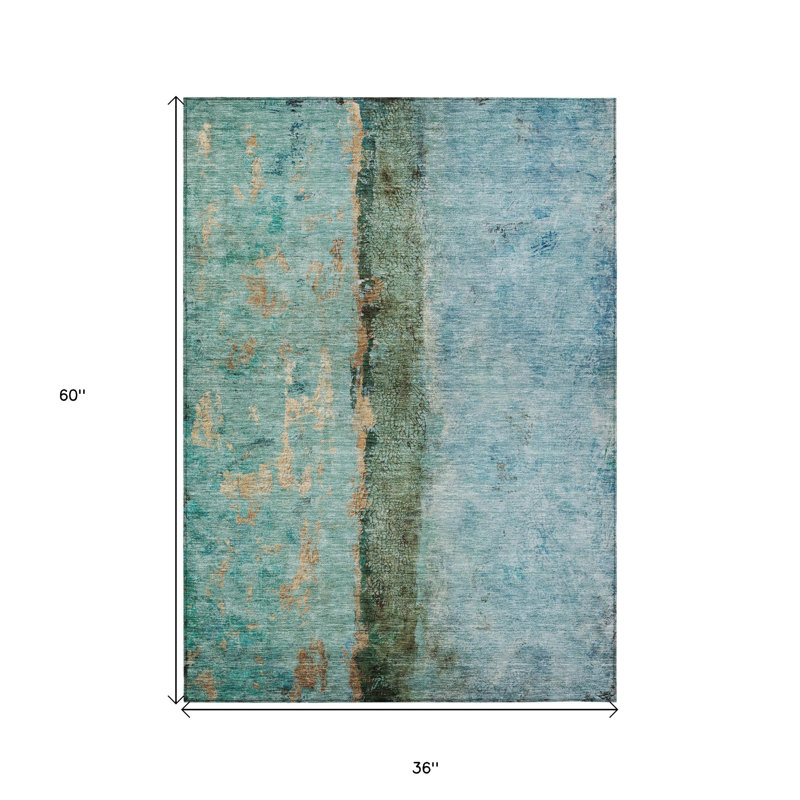 Tapis intérieur lavable abstrait doré 3 pi x 5 pi