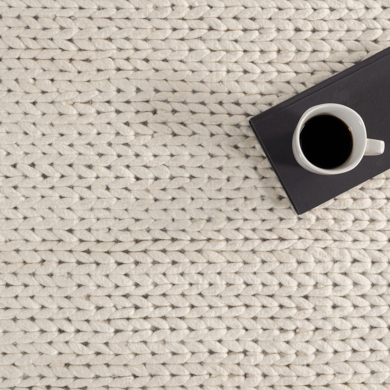 Tapis ivoire tressé à la main Dunanney, Rectangle 6 pi x 9 pi