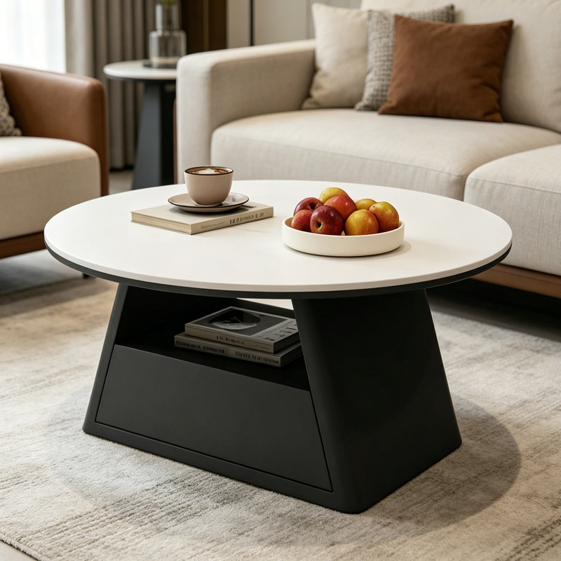 1 table basse simple, Blanc, Noir, H 15,74 po x L 35,43 po x l 35,43 po