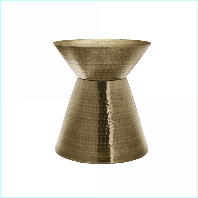 Modern Gold Metal Hammered Coffee Table, Space-Saving for Living Room/Bedroom, Easy Assembly