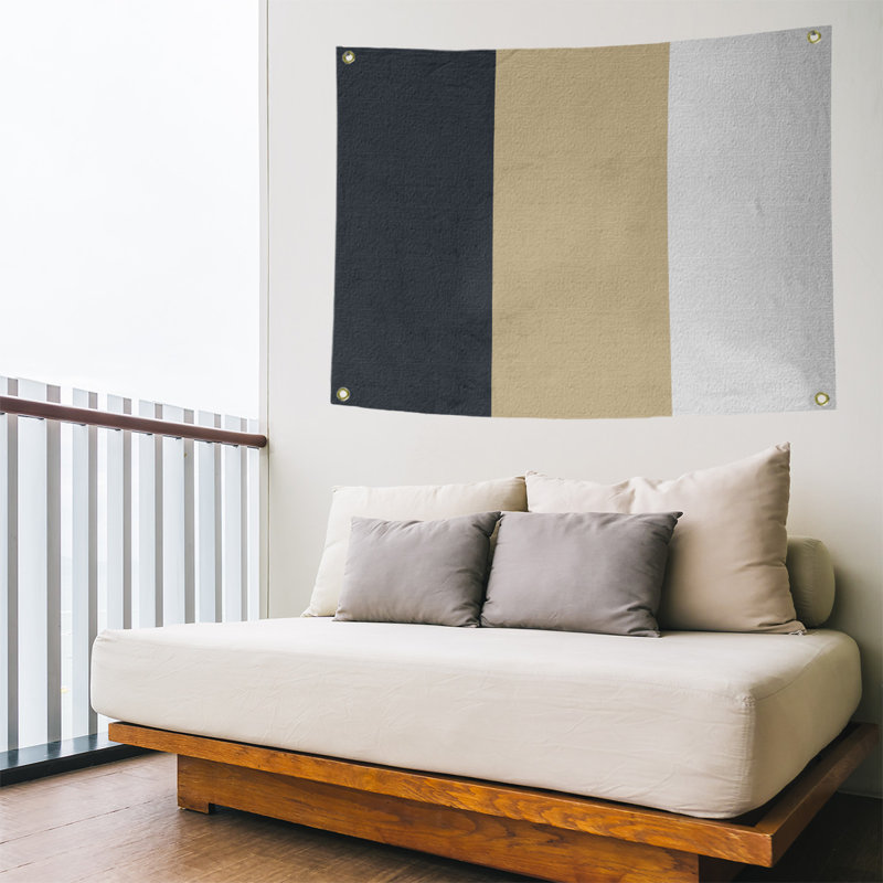 Tapisserie de polyester de nouvelle-orléans, H 59 po x l 80 po, Noir / doré / blanc