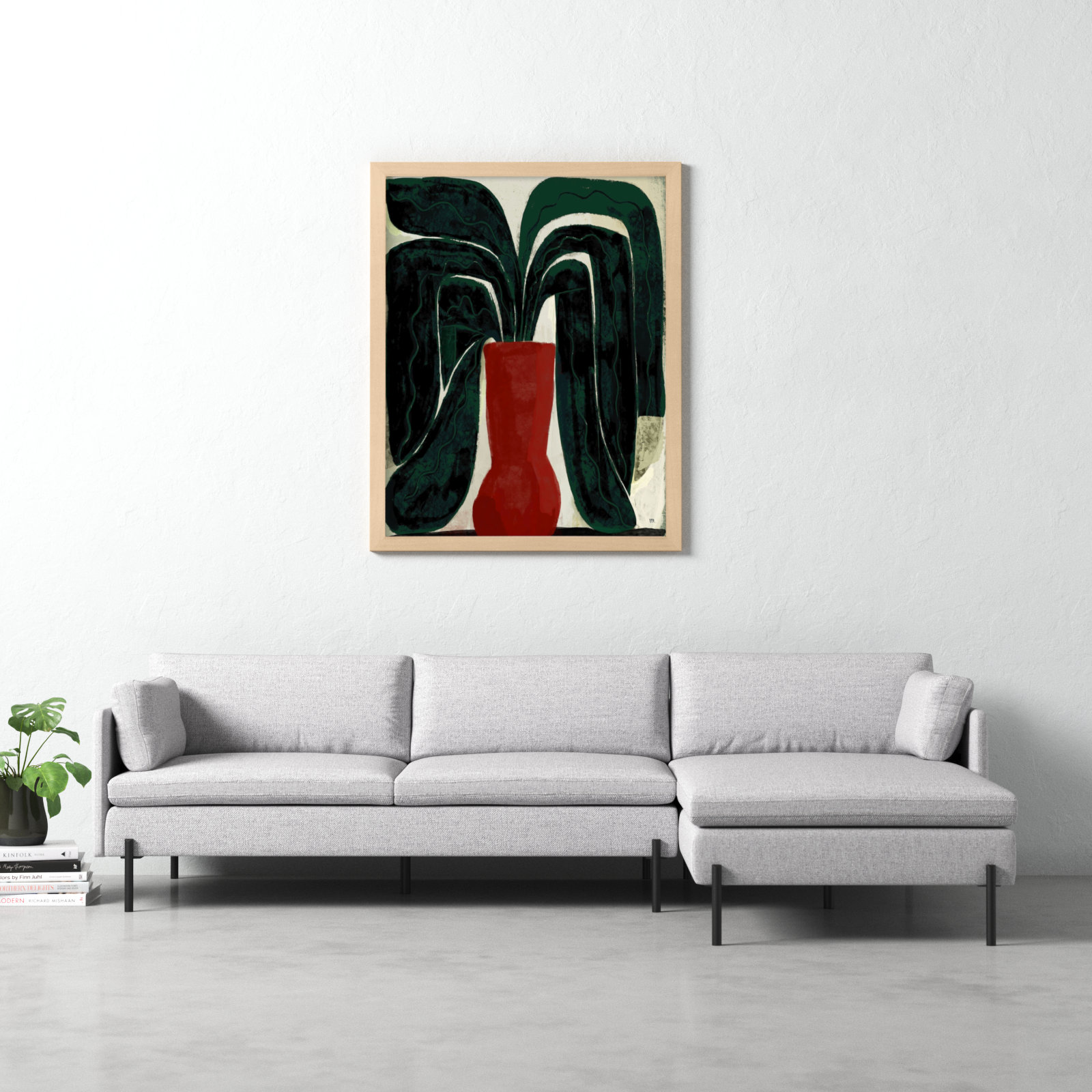 Adrianne "Plant No. 8" Painting, Brown, 50" H x 40" W x 1.25" D