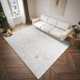 Tapis en similicuir ivoire à losanges 3 po x 5 po Mosaic