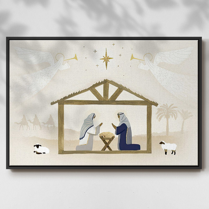 Away In A Manger Collection A, H 17 po x l 25 po x P 1,5 po, Cadre flottant noir