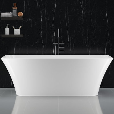 Baignoire autoportante 59 po en acrylique avec trop-plein chromé et bonde