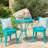 3 Metal Bistro , Teal Color, Water-, 30" H Table, 18" Seat Chairs, Powder Coated Iron 3 Pc, 16.25" Weather-, Long-Lasting, , Stable-217067843