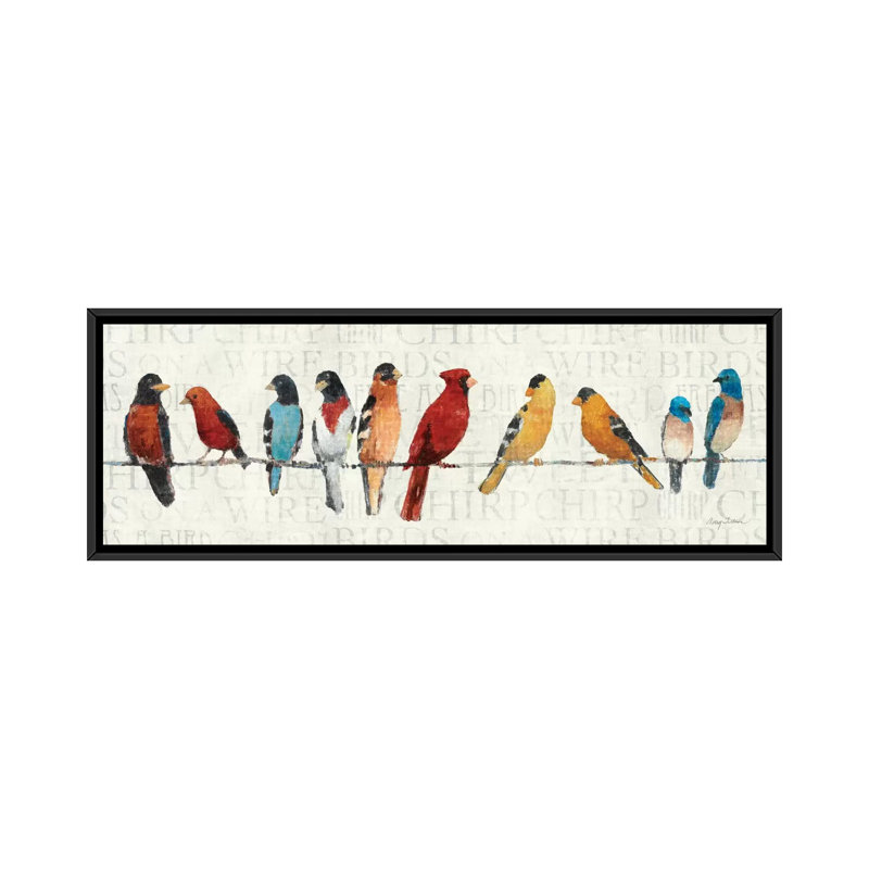 The Usual Suspects Birds on a Wire, art mural sur toile tendue, H 16 po x l 48 po x P 1,5 po, Toile avec cadre noir
