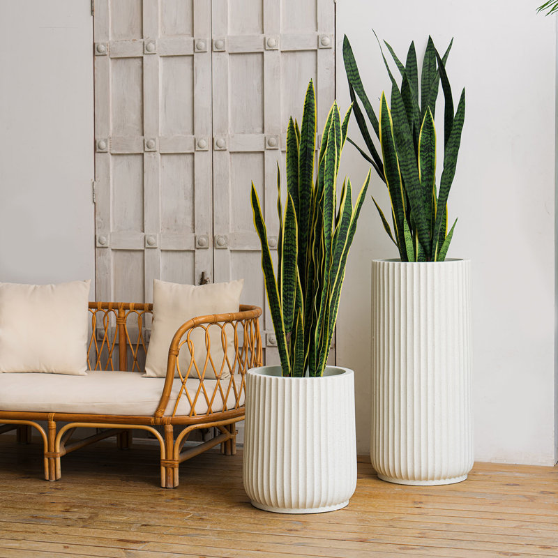 Jardinière Arbab de 36 pouces de hauteur, Blanc