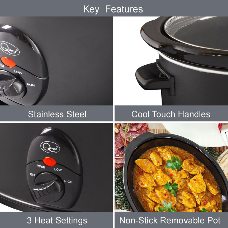 black 3.5 litre slow cooker 200w
