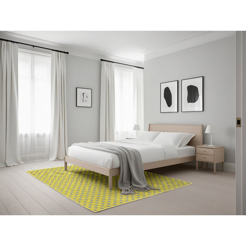 Tapis de zone jaune à motif Colrain, Rectangle 5 pi x 7 pi