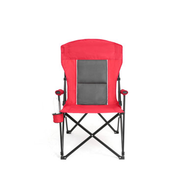 Chaise de camping rouge avec porte-gobelet, limite de poids de 250 lb, pliable pour plus de commodité, extérieur, jardin, patio, capacité extérieure robuste, cadre de camping, utilisation