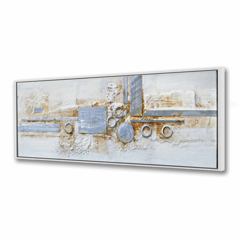 Toile industrielle grise pour chambre à coucher - Décor abstrait métallique, Blanc