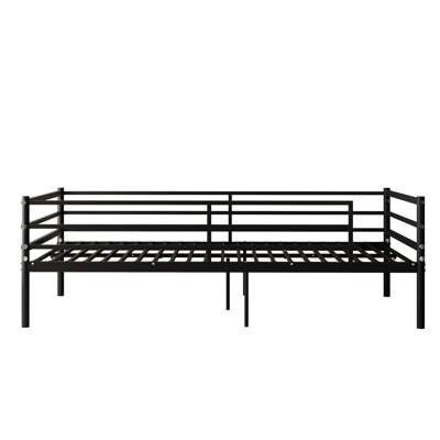Cadre de lit entourant - Cadre de lit plateforme en métal classique avec des barres en acier supportant la base du matelas, un espace de rangement en dessous, aucun matelas à ressorts requis et un assemblage facile. Noir