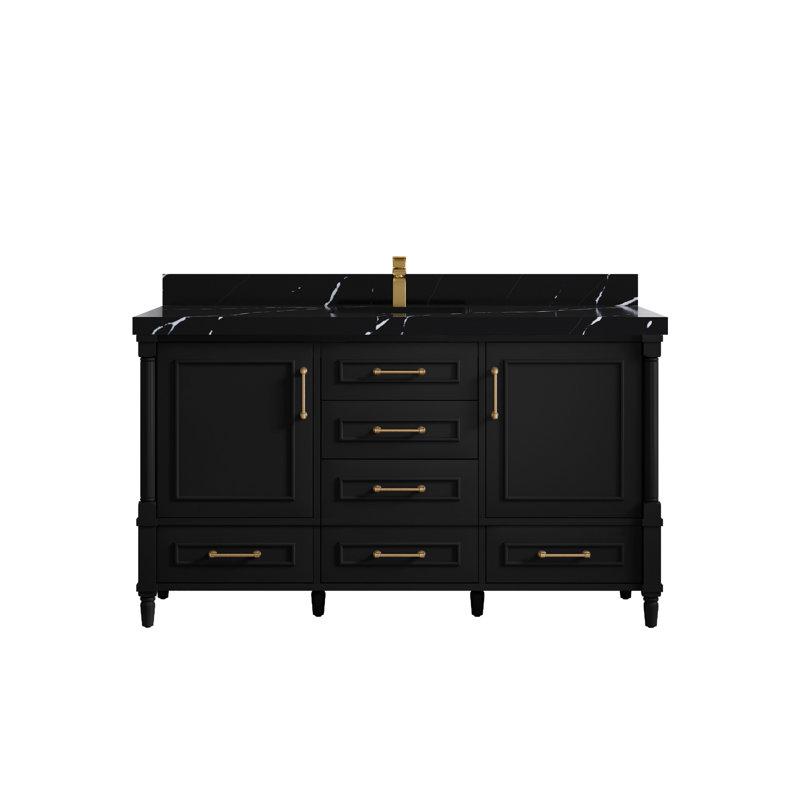 Ensemble de meuble-lavabo simple 60 po Aberdeen, Empira blanc, Noir