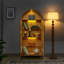 Armoire de rangement arquée avec lampe et cloisons en verre réglables