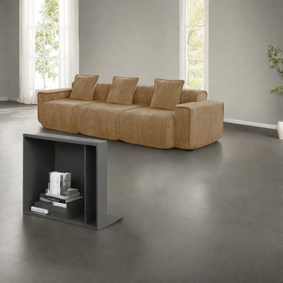 Modern Velvet Sofa, Brown Upholstered Couch For Family Living Room