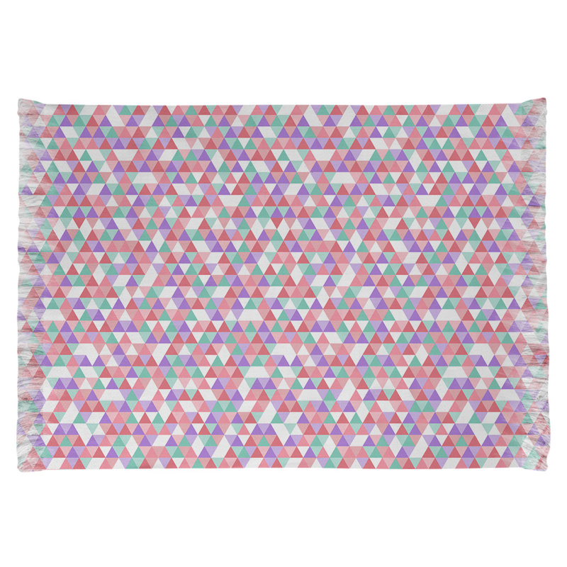 Triangle mauve/vert/beige Tapis décoratif, non