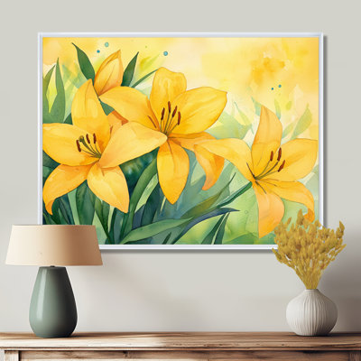 «Yellow Lillies Gardens In Meadow III», reproduction sur toile