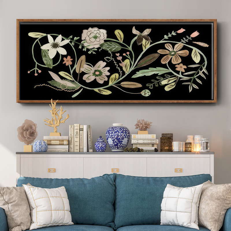 Pressed Flowers II- Framed Canvas, 8" H x 20" W