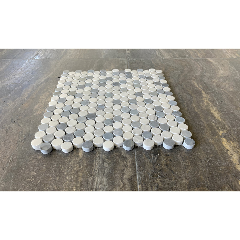 Arabescato Mixed Penny Round Mosaic Tile