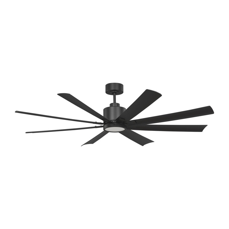 Generation Lighting Fan Terrazas Indoor Ceiling Fan with Threaded Downrod, Midnight Black ABS blades and Handheld Remote
