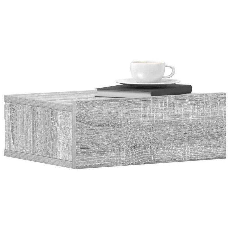Dorete Floating Nightstand 40x30x15 cm Engineered Wood, Grey Sonoma, Individual